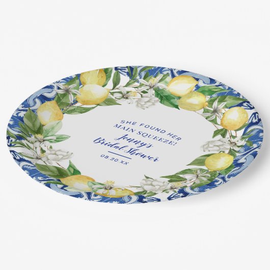 Ze Vond Haar Hoofdpers Lemon Bruiloftsfeest Papieren Bordje (Gekanteld)