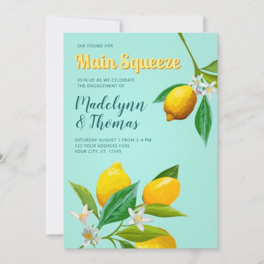 Ze vond haar hoofdpleidooi Lemon Engagement Party Kaart (Voorkant)