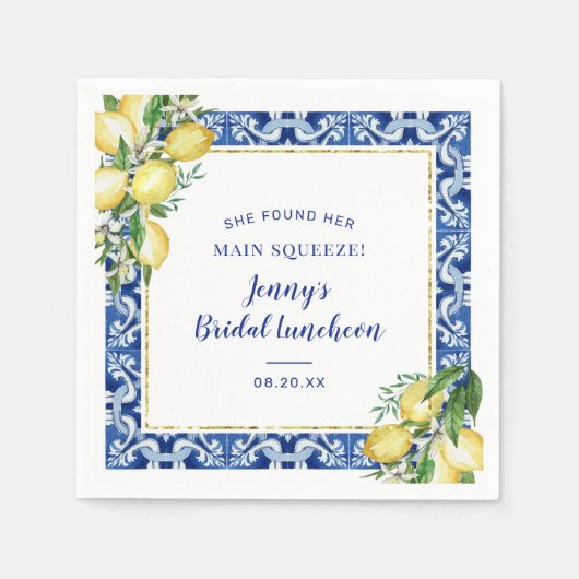 Ze vond haar hoofdplein Lemon Bridal Luncheon Servet (Voorkant)