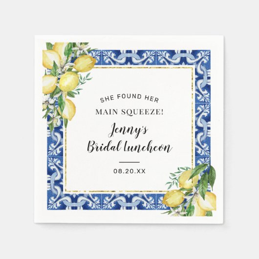 Ze vond haar hoofdplein Lemon Bridal Luncheon Servet (Voorkant)