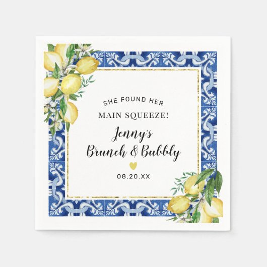 Ze vond haar hoofdplein Lemon Brunch Bubble Servet (Voorkant)