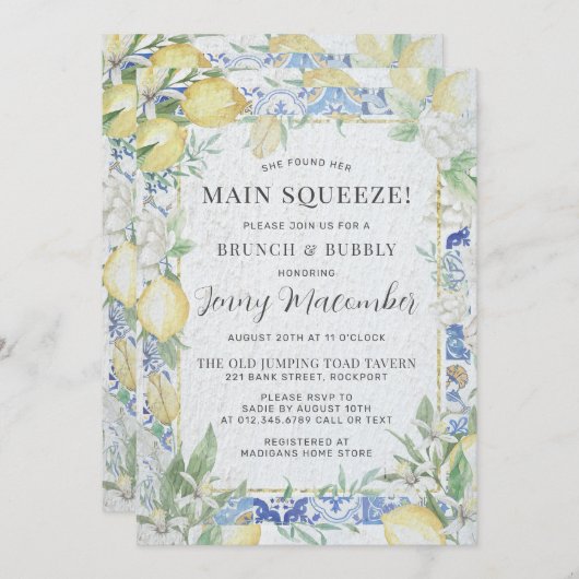 Ze vond haar hoofdplein Lemon Brunch en brak Kaart (Voorkant / Achterkant)