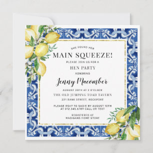 Ze vond haar hoofdplein Lemon Hen Party Invite Kaart
