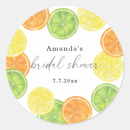Ze Vond Haar Hoofdprijs Citrus Bruiloftsborrel Ronde Sticker