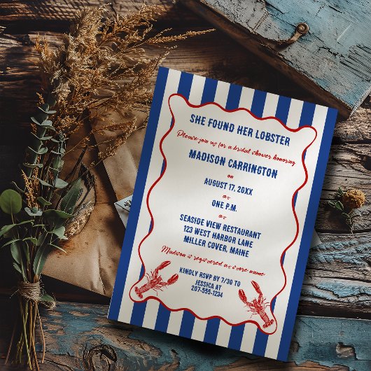 Ze Vond Haar Kreeft Nautische Bruidsdouche Kaart