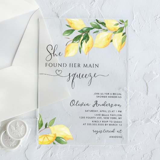 Ze vond haar Main Squeeze Vrijgezellenfeest Acryl Uitnodigingen