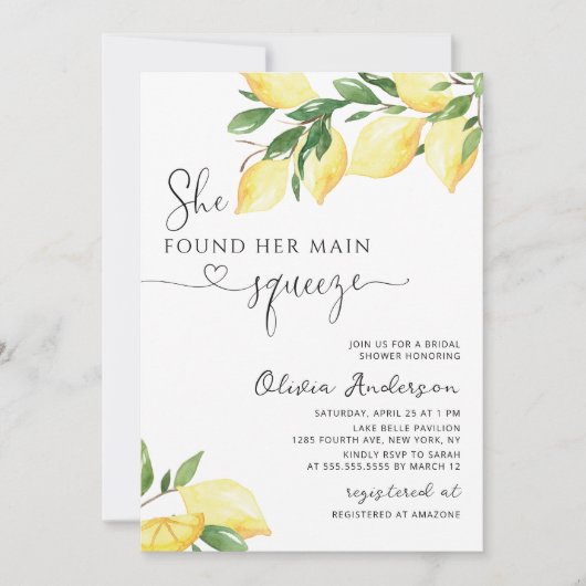 Ze vond haar Main Squeeze Vrijgezellenfeest QR Cod Kaart (Voorkant)