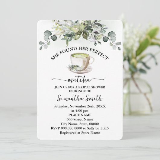 Ze vond haar Matcha Vrijgezellenfeest Eucalyptus Kaart (Staand voorkant)