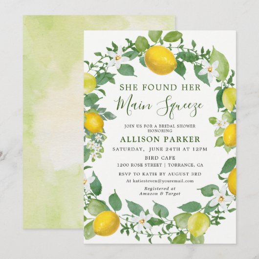 Ze vond haar Min Squeeze Lemon Vrijgezellenfeest Kaart (Voorkant / Achterkant)