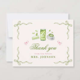 Ze Vond Haar Perfecte Matcha Bow Bruiloftsontvangs Bedankkaart