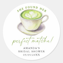 Ze vond haar perfecte matcha Bruids douche Ronde Sticker