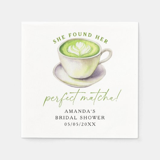 Ze vond haar perfecte matcha Bruids douche Servet (Voorkant)