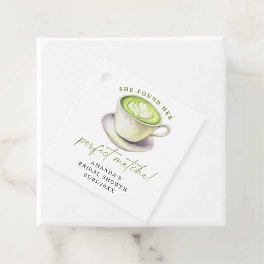 Ze vond haar perfecte matcha bruidsfeest bedankjes labels (In situ)