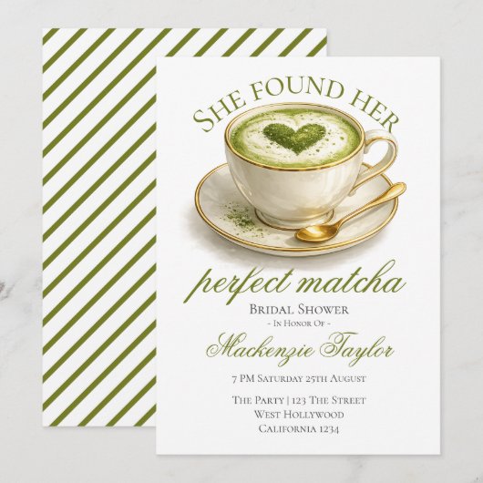 Ze Vond Haar Perfecte Matcha Bruidsuitnodiging Kaart (Voorkant / Achterkant)