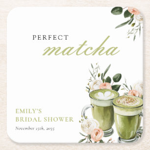 Ze Vond Haar Perfecte Matcha Bruidsuitnodiging Kartonnen Onderzetters