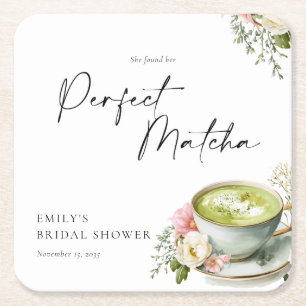Ze Vond Haar Perfecte Matcha Bruidsuitnodiging Kartonnen Onderzetters