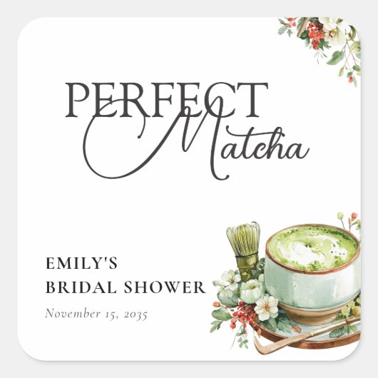 Ze Vond Haar Perfecte Matcha Bruidsuitnodiging Vierkante Sticker (Voorkant)