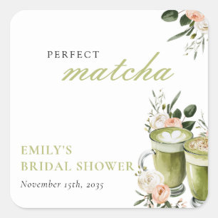 Ze Vond Haar Perfecte Matcha Bruidsuitnodiging Vierkante Sticker