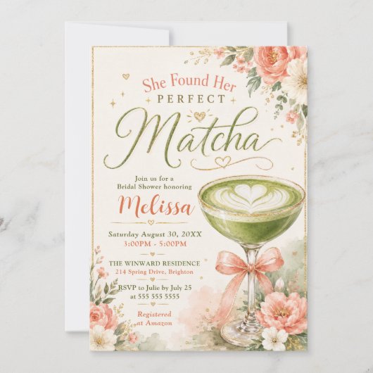 Ze vond haar perfecte Matcha Bruiloftsborrel Kaart (Voorkant)
