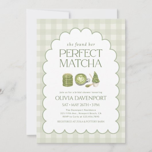 Ze vond haar perfecte Matcha Bruiloftsborrel Kaart (Voorkant)