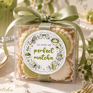 Ze vond haar perfecte Matcha bruiloftsfeest cadeau Ronde Sticker