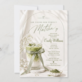 Ze Vond Haar Perfecte Matcha Bruiloftsuitnodiging Kaart