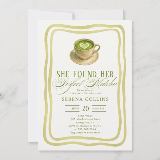 Ze vond haar perfecte Matcha Vrijgezellenfeest uit Kaart (Voorkant)