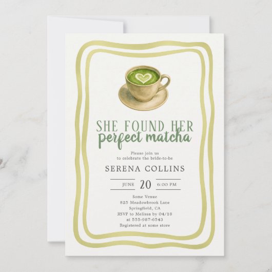 Ze vond haar perfecte Matcha Vrijgezellenfeest uit Kaart (Voorkant)