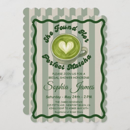 Ze vond haar perfecte Matcha Vrijgezellenfeest uit Kaart (Voorkant / Achterkant)