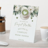 Ze vond haar perfecte matcha welkom reclamebord met voetstuk (Insitu)