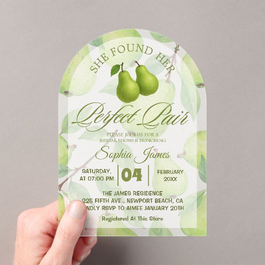 Ze vond haar perfecte peer elegante Vrijgezellenfe Acryl Uitnodigingen (Insitu (Draagbaar))