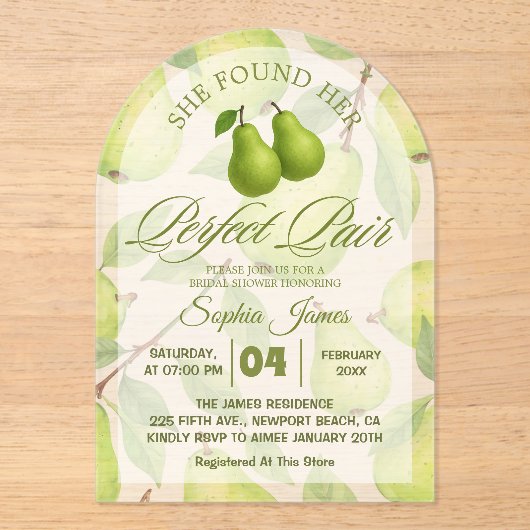 Ze vond haar perfecte peer elegante Vrijgezellenfe Acryl Uitnodigingen (Voorkant)