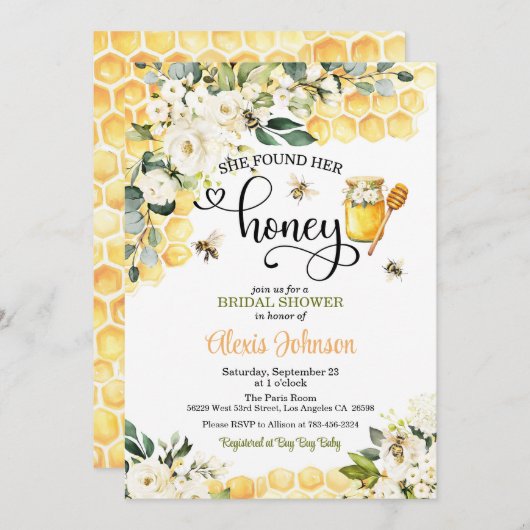 Ze vond haar uitnodiging voor een honingbruidsdouc (Voorkant / Achterkant)