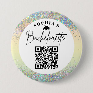 Ze vond haar Unicorn Bachelorette QR Code Drink Ronde Button 7,6 Cm