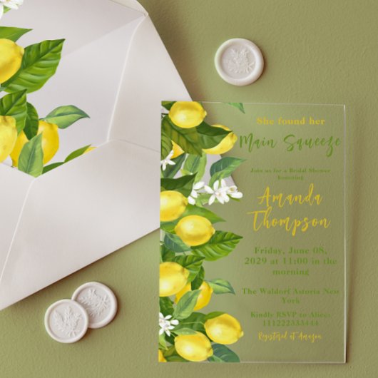 Ze vond haar Vrijgezellenfeest Lemon Acryl Uitnodigingen
