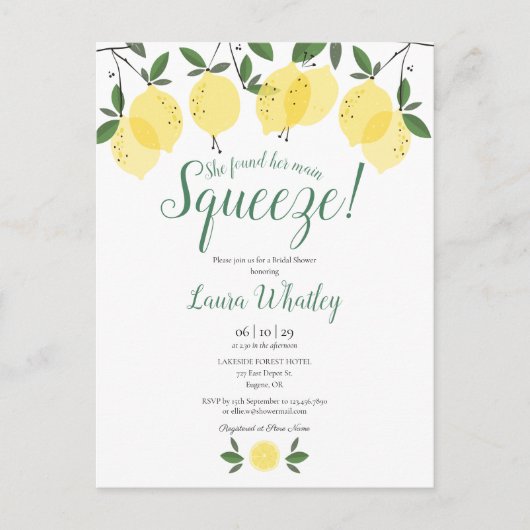 Ze vond haar Vrijgezellenfeest op het hoofdplein Aankondigingskaart (Voorkant)