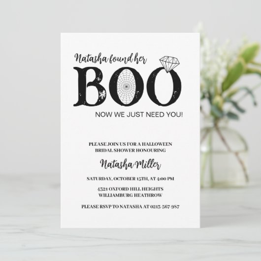 Ze vond haar zwarte Halloween Vrijgezellenfeest Kaart (Staand voorkant)