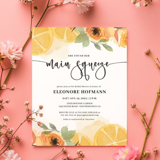 Ze vond Main Squeeze Bridal Shower Uitnodiging
