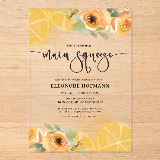 Ze vond Main Squeeze Bridal Shower Uitnodiging (Voorkant)