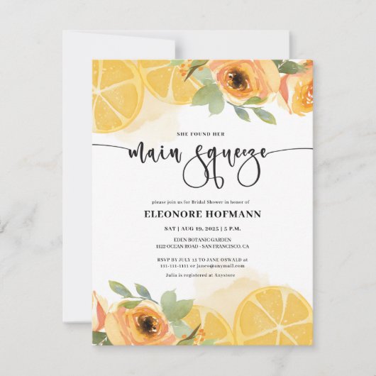 Ze vond Main Squeeze Bridal Shower Uitnodiging (Voorkant)