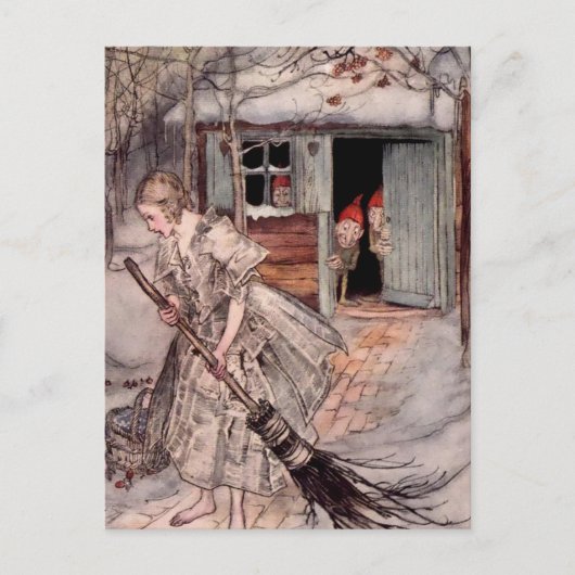 "Ze vond ripe aardbeien" door Arthur Rackham Briefkaart (Voorkant)