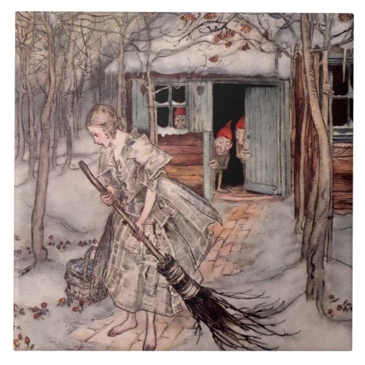"Ze vond ripe aardbeien" door Arthur Rackham Tegeltje (Voorkant)