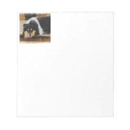 Ze wacht op Tri Color Collie Notitieblok