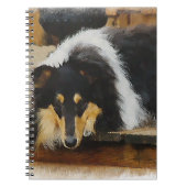 Ze wacht op Tri Color Collie Notitieboek (Voorkant)