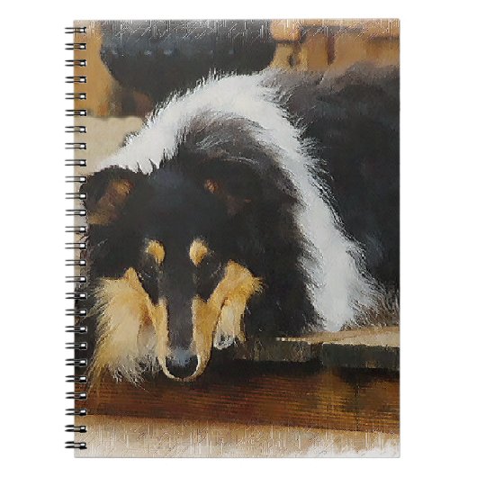 Ze wacht op Tri Color Collie Notitieboek (Voorkant)
