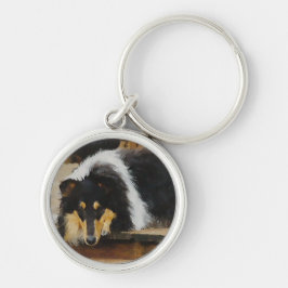 Ze wacht op Tri Color Collie Sleutelhanger