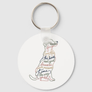 Ze wachtte op jou hond citaat literaire lijn kunst sleutelhanger