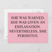 Ze was gewaarschuwd, Briefkaart (Voorkant / Achterkant)