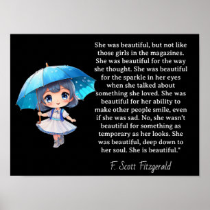 Ze was mooi === F.Scott Fitzgerald citaat Poster