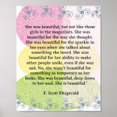 Ze was mooi == F.Scott Fitzgerald quote Poster (Voorkant)